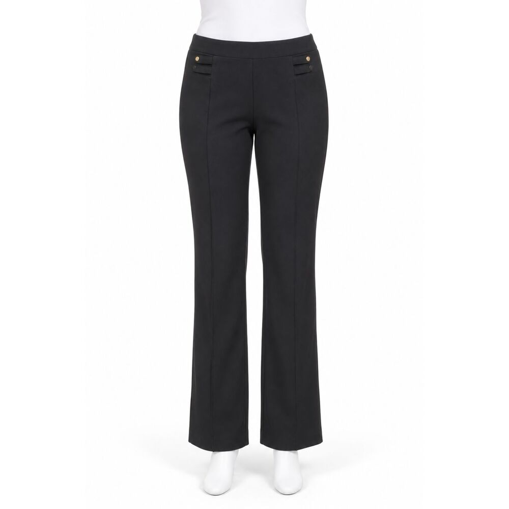 NYCC New York Clothing Co Pants Womens 10 Black Bootcut Stretch Gold Button